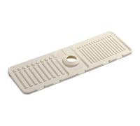 Tapis d’évier de cuisine, protection antiéclaboussures en silicone avec pente et rainures d’évacuation, récupérateur pliable pour liquide vaisselle et éponge, blanc crème