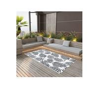 vidaXL Tapis d'Extérieur Tapis d'Entrée Tapis Décoratif Salon Salle de Séjour Balcon Patio Terrasse Maison Intérieur Blanc et Noir 190x290 cm PP