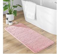Douceur d'Intérieur Tapis de bain Ricochet 50 x 120 cm Microfibre uni relief Rose poudré