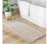 Tapis de Bain 50 x 120 cm - Microfibre Unie Relief Ricochet - Ultra Doux & Absorbant Taupe