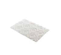 Douceur d'Intérieur, Tapis de Bain (50 x 80 cm) Ikatis Blanc/Blanc, Coton Jacquard Tufté