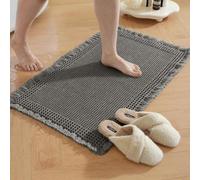 Tapis de bain 50x80 cm, gris foncé, antidérapant, à séchage rapide, lavable, moelleux