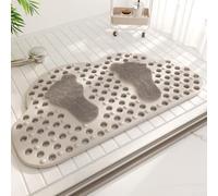 Tapis de Bain 50x80cm Silicone Lavable Facilement(Brown) | Design nuage ludique, vive, esthétique , pour décor salle de bain, touche originale