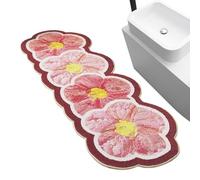 Tapis de bain à motif floral, tapis antidérapant, grand tapis absorbant avec matériau lavable, plate-forme de cuisson au design compact, tapis de salle de bain doux et confortable, tapis de sol pour