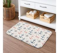 Tapis de bain à séchage rapide avec ancres nautiques - Motif boussole vintage - Absorbant et antidérapant - En flanelle - Lavable - Pour décoration de salle de bain - 40,6 x 61 cm