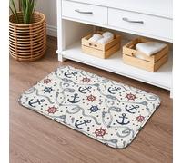 Tapis de bain à séchage rapide avec motif ancres nautiques, antidérapant, en flanelle, lavable pour salle de bain, toilettes, toilettes, décoration (50,8 x 81,3 cm)