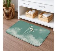 Tapis de bain à séchage rapide en forme de gouttelettes d'eau en forme d'échelle, tapis de douche absorbant et antidérapant, décoration printanière, lavable en flanelle, 50,8 x 81,3 cm