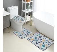 Tapis de bain à séchage rapide motif ancres nautiques, étoiles de mer côtières, tapis antidérapant absorbant, antidérapant, en flanelle, lavable pour la plage d'été