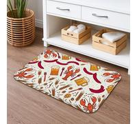 Tapis de bain à séchage rapide, motif fruits de mer amusant, absorbant, antidérapant, tapis de bain d'été côtier en flanelle lavable pour salle de bain, toilettes, toilettes, décoration 50,8 x 81,3 cm