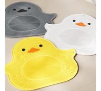 Tapis de bain antidérapant avec motif de canard jaune pour le massage des pieds et le frottage du dos. Accessoire de lavage des pieds dans la salle de bain. Tapis de sol de salle de bain avec motif de