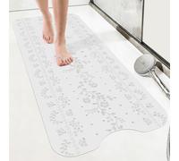 Tapis de bain antidérapant, blanc, 100 x 40 cm | Tapis de douche antidérapant, résistant à la moisissure, antibactérien