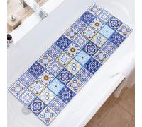 Tapis de bain antidérapant en PVC avec surface en loofah pour le massage, dimensions 100 x 40 cm, motif carreaux marocains