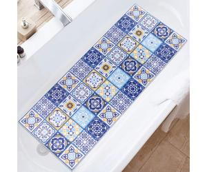 Tapis de bain antidérapant en PVC avec surface en loofah pour le massage, dimensions 100 x 40 cm, motif carreaux marocains