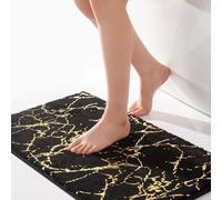 Tapis de bain antidérapant, lavable, 50x80 cm, noir et or, en microfibre, très absorbant