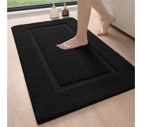 Tapis de bain antidérapant, lavable, absorbant, en microfibre – Pour salle de bain, baignoire et douche – Noir, 60 x 110 cm
