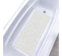 Tapis de bain antidérapant, tapis de douche 100x40 cm, blanc, en PVC, avec trous de drainage, à séchage rapide