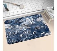 Tapis de Bain Antidérapant, Tapis Salle de Bain Absorbant en Pierre Microfibre Douce Bath Mat à Séchage Rapide Lavable pour Bathroom, Douche, Cuisine, Toilette, Baignoire, Porte Clouds 70x140cm 16-901