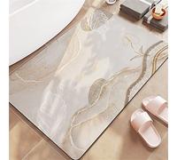 Tapis de Bain AntidéRapant, Tapis Salle de Bain Absorbant, Tapis de Douche Tapis de Salle de Bain Tapis Diatomite, Lavable Tapis de Bain Doux SéChage Rapide, Coussinets Tapis D'EntréE Pierre, 90x120cm