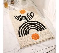 Tapis de Bain Beige Bohème Microfibre Antidérapant - Douche Absorbant Extra Doux Salle de Bain Lavable en Machine 40X60cm