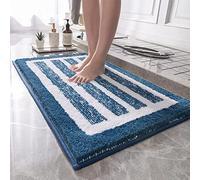 Tapis de bain de luxe, super doux et épais, en microfibre, absorbant, grande taille, tapis de bain avec fond antidérapant pour salle de bain, cuisine, chambre à coucher - Bleu - 60 x 90 cm