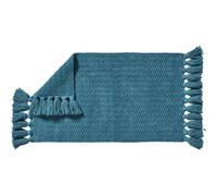 Tapis de bain déco uni à pompons en coton chenille canard 50x80cm