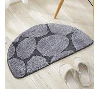 Tapis de Bain Demi Lune Absorbant Antidérapant Tapis de Douche Extra Doux Microfibre- Lavable Tapis de Porte pour Salle de Bain, 50x80cm (Color : Gray, Size : 50×80cm)