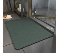 Tapis de Bain Diatomite 50×80 cm - Vert foncé - Surface en diatomées & Dos Caoutchouc - Ultra Absorbant Séchage Rapide Label