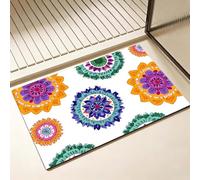 Tapis de Bain Diatomite Antidérapant 30 x 50 cm, Coloré Diatomites Stone Bath Mat, Tapis de Douche Super Absorbant, Lavable, Séchage Rapide, pour Douche, Baignoire, Salle à Réception, Mandala D-8904