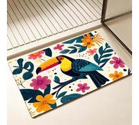 Tapis de Bain Diatomite Antidérapant 30 x 50 cm, oiseau Diatomites Stone Bath Mat, Tapis de Douche Super Absorbant, Lavable, Séchage Rapide, pour Douche, Baignoire, Salle à Réception, Plante D-8940
