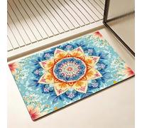 Tapis de Bain Diatomite Antidérapant 40 x 60 cm, Coloré Diatomites Stone Bath Mat, Tapis de Douche Super Absorbant, Lavable, Séchage Rapide, pour Douche, Baignoire, Salle à Réception, Mandala D-8888
