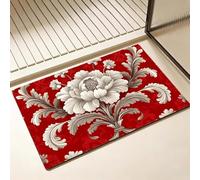 Tapis de Bain Diatomite Antidérapant 40 x 60 cm, rouge Diatomites Stone Bath Mat, Tapis de Douche Super Absorbant, Lavable, Séchage Rapide, pour Douche, Baignoire, Salle à Réception, nordique D-8771