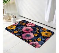 Tapis de Bain Diatomite Antidérapant 40 x 60 cm, Tapis de Douche Super Absorbant, Couleur Diatomites Stone Bath Mat, Lavable, Séchage Rapide, pour Douche, Salle à Réception, Mer de fleurs O-7268
