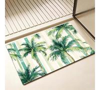 Tapis de Bain Diatomite Antidérapant 50 x 80 cm, Vert Diatomites Stone Bath Mat, Tapis de Douche Super Absorbant, Séchage Rapide, pour Douche, Baignoire, Salle à Réception, Salon, arbre feuille D-8638
