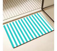 Tapis de Bain Diatomite Antidérapant 70 x 120 cm, Cyan Diatomites Stone Bath Mat, Tapis de Douche Super Absorbant, Lavable, Séchage Rapide, pour Douche, Baignoire, Salle à Réception, rayures D-8091
