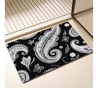 Tapis de Bain Diatomite Antidérapant 70 x 120 cm, noir Diatomites Stone Bath Mat, Tapis de Douche Super Absorbant, Lavable, Séchage Rapide, pour Douche, Baignoire, Salle à Réception, Plante D-8802