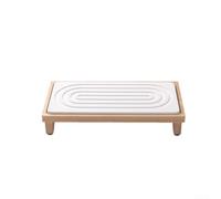Tapis de bain en bois de diatomite 23 x 12 cm avec noyau antidérapant | Pour un séchage rapide pendant 10 secondes, base en bois, circulation d'air améliorée, compteur sans humidité