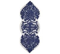 Tapis de Bain en Coton Forme Irrégulière à Motifs Décoratifs 150 x 60 cm Bleu Ca