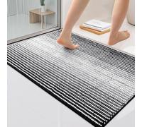 Tapis de bain en microfibre, 60 x 90 cm, noir, absorbant, antidérapant, lavable