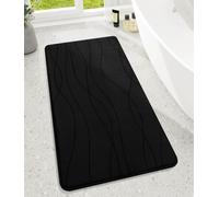 Tapis de bain en mousse à mémoire de forme – antidérapant, lavable, doux et absorbant – pour salle de bain – Noir, 60 x 120 cm