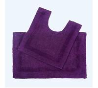 Tapis de bain et contour WC en coton - HOMESCAPES - Rectangulaire - Prune - Violet - Uni