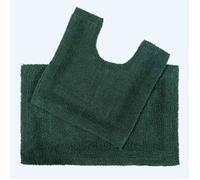 Tapis de bain et contour WC en coton - HOMESCAPES - Vert mousse - Rectangulaire - Uni - Contemporain