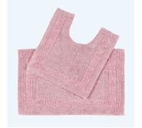 Tapis de bain et contour WC en coton - Rose poudré
