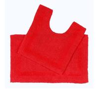 HOMESCAPES Tapis de Bain et Contour WC en Coton, Tapis de Bain Rouge, Ensemble Tapis Salle de Bain et WC - Lot de 2