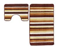 Tapis de bain et tapis contour WC antidérapants à rayures Bora (Marron)