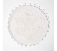 Tapis de bain - HOMESCAPES - Rond - 60 cm - Coton - Motif floral tufté