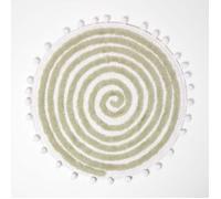 Tapis de bain - HOMESCAPES - Rond - Vert sauge - 60 cm - Tufté avec pompons