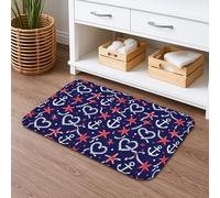 Tapis de bain nautique à séchage rapide, absorbant, antidérapant, en flanelle, lavable pour décoration de salle de bain, motif étoile de mer et ancres, 50,8 x 81,3 cm