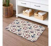 Tapis de bain nautique à séchage rapide, vintage, ancres, flotteur, absorbant, antidérapant, lavable en flanelle, pour décoration de salle de bain, 40,6 x 61 cm
