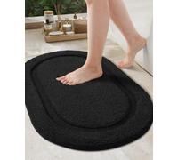 Tapis de bain noir Azomor en microfibre, lavable et antidérapant pour la salle de bains