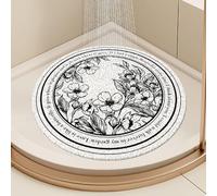 Tapis de Bain Rond antidérapant pour Douche, Tapis de Douche d'angle antidérapant, Tapis de Douche d'angle pour Camping-Car, Facile à Nettoyer (Couleur : B, Taille : 75 cm)